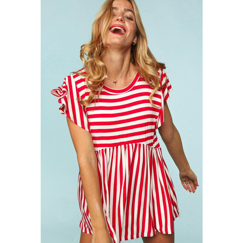 Janell Red Stripe Top