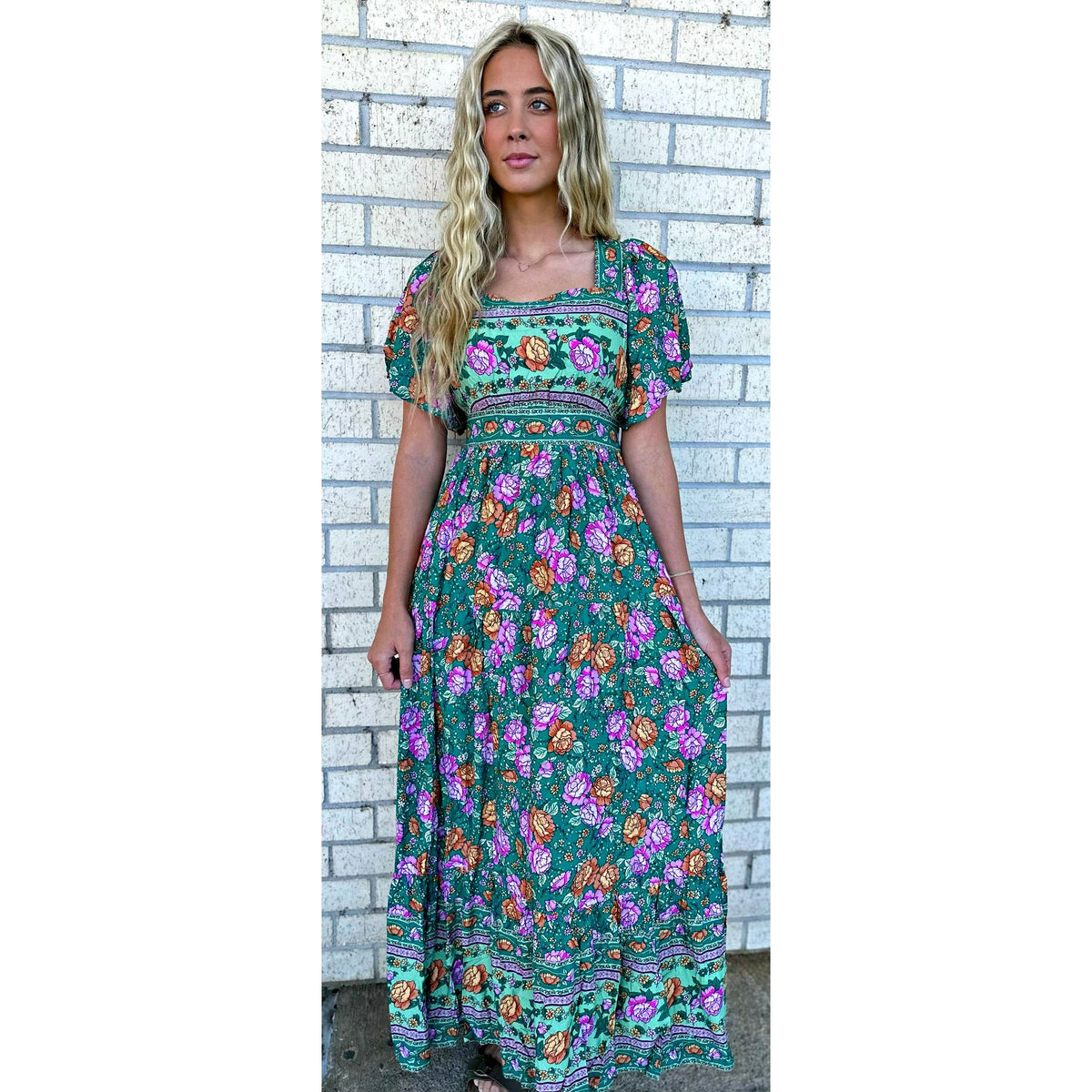 Ellie Emerald Floral Maxi Dress