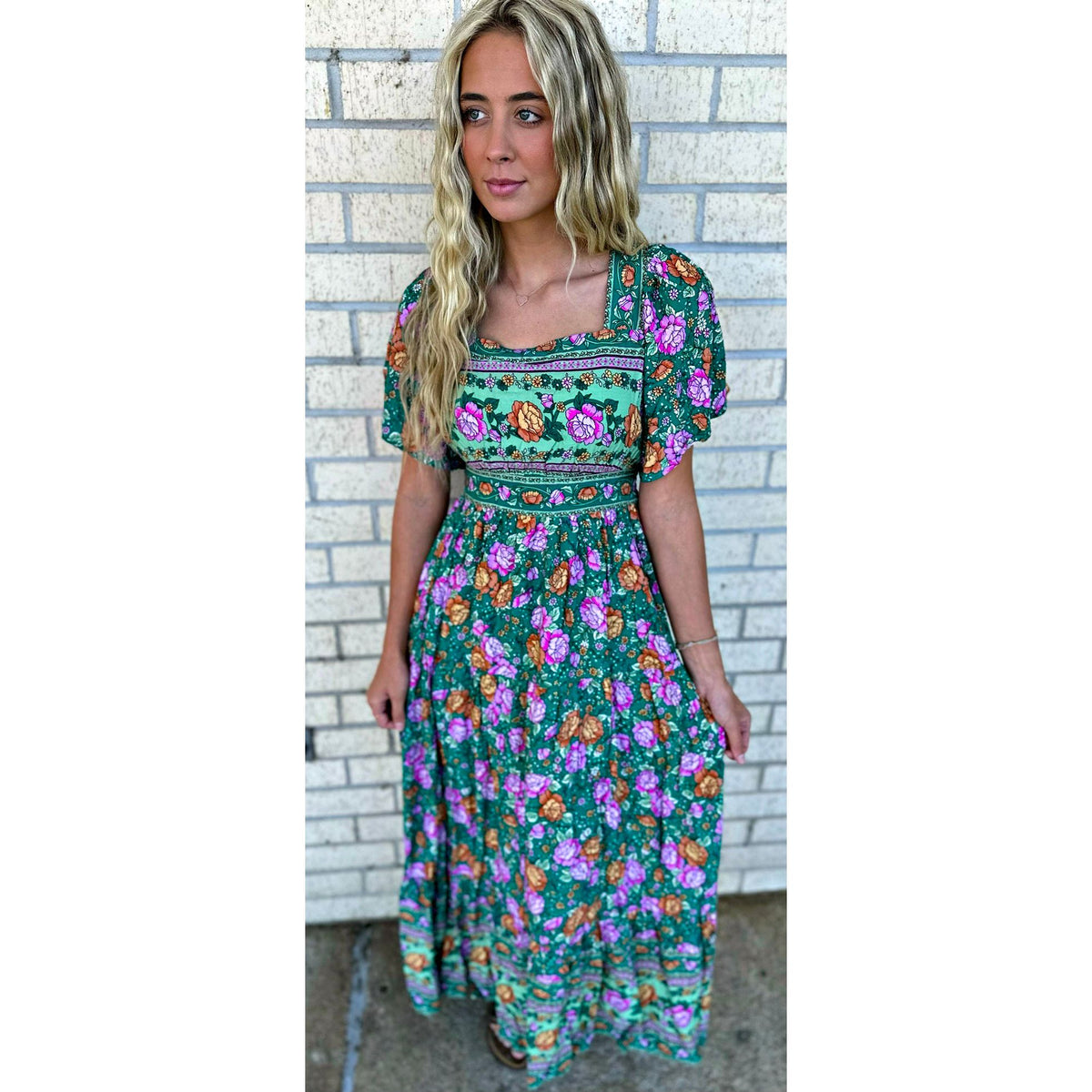Ellie Emerald Floral Maxi Dress