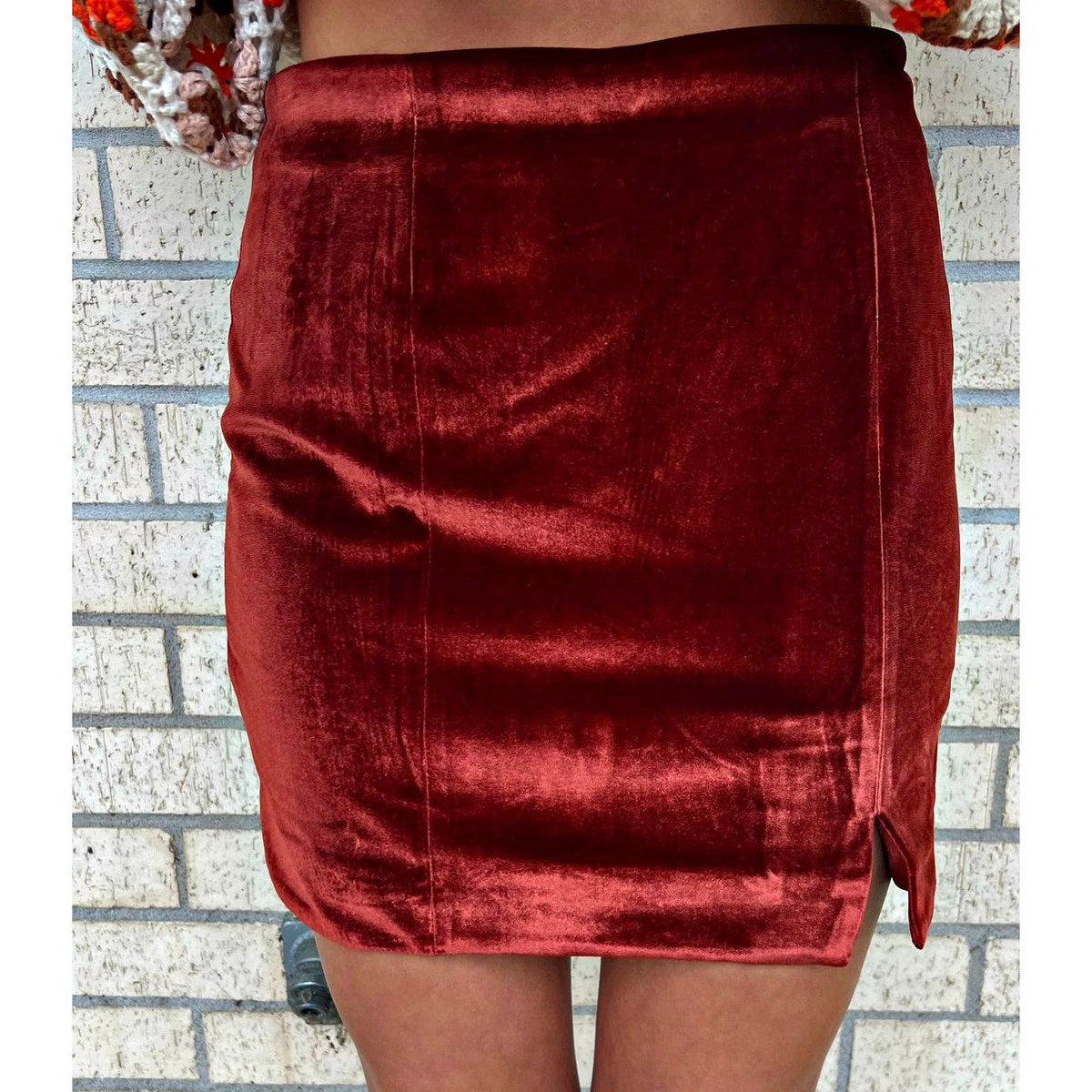 Farah Rust Velvet Skirt