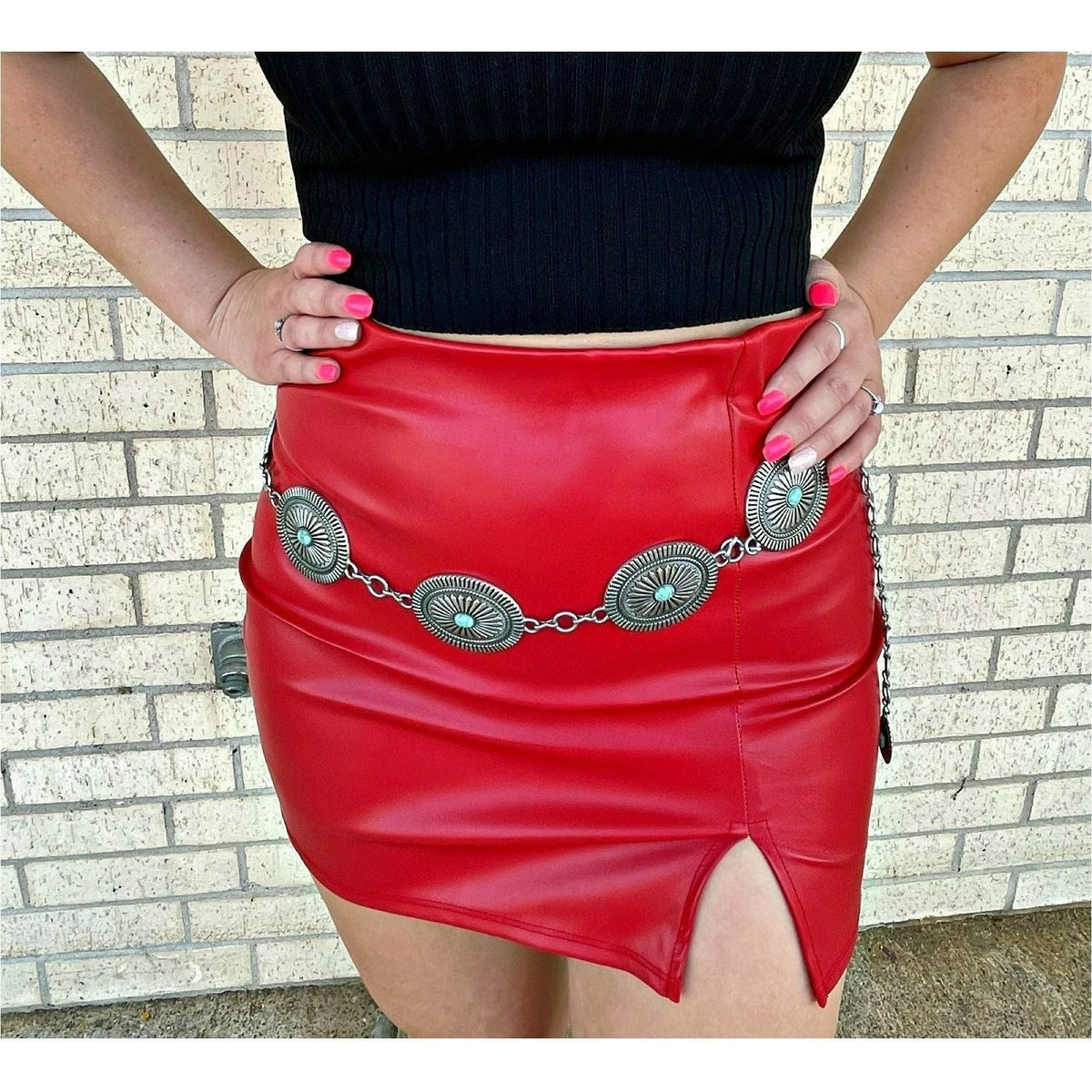 Nash Red Side Slit Skirt
