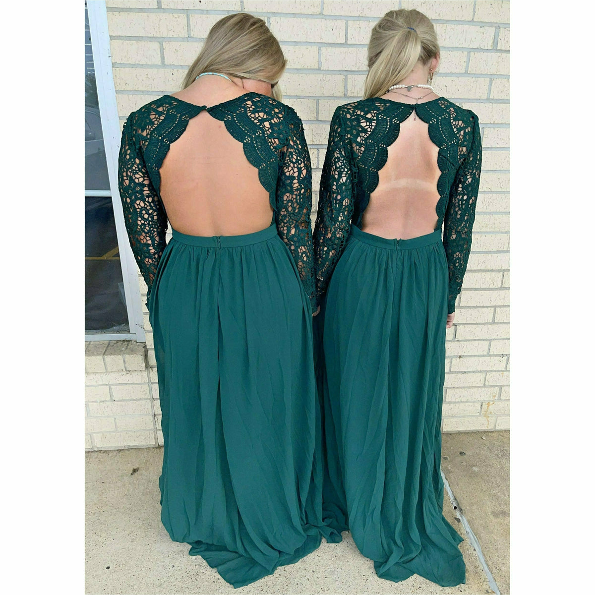 Farra Green Lace Scallop Dress