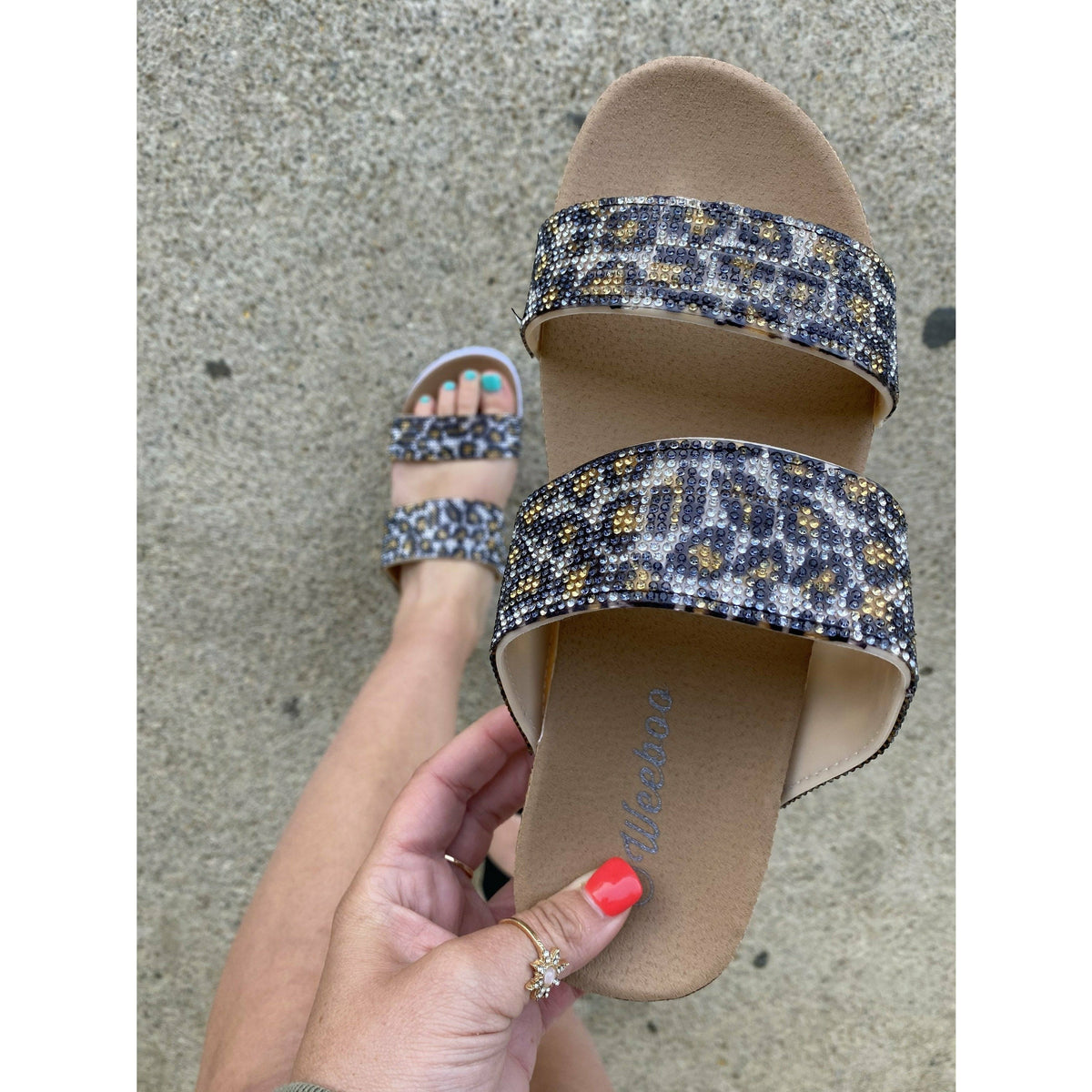 Rhinestone Leopard Sandal