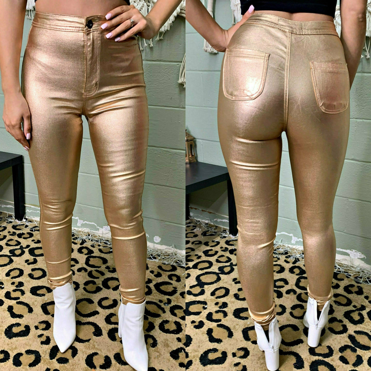 Vegas Gold Shimmer Skinny Jeans