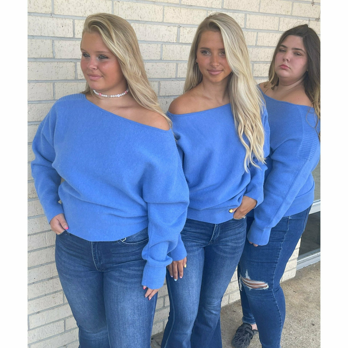 Ember Blue Shoulder Sweater (reg &amp; curvy)