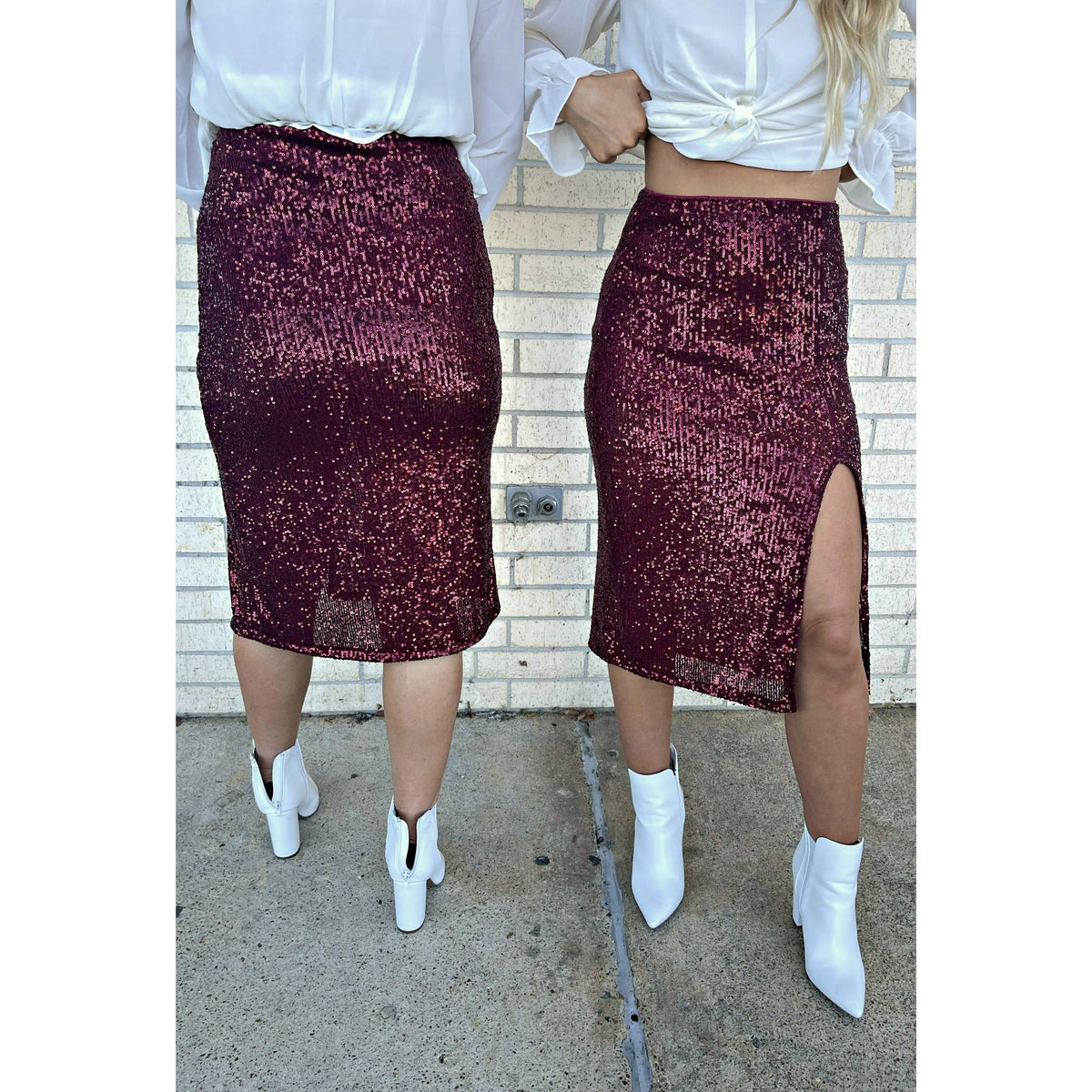 London Burgundy Sequin Skirt