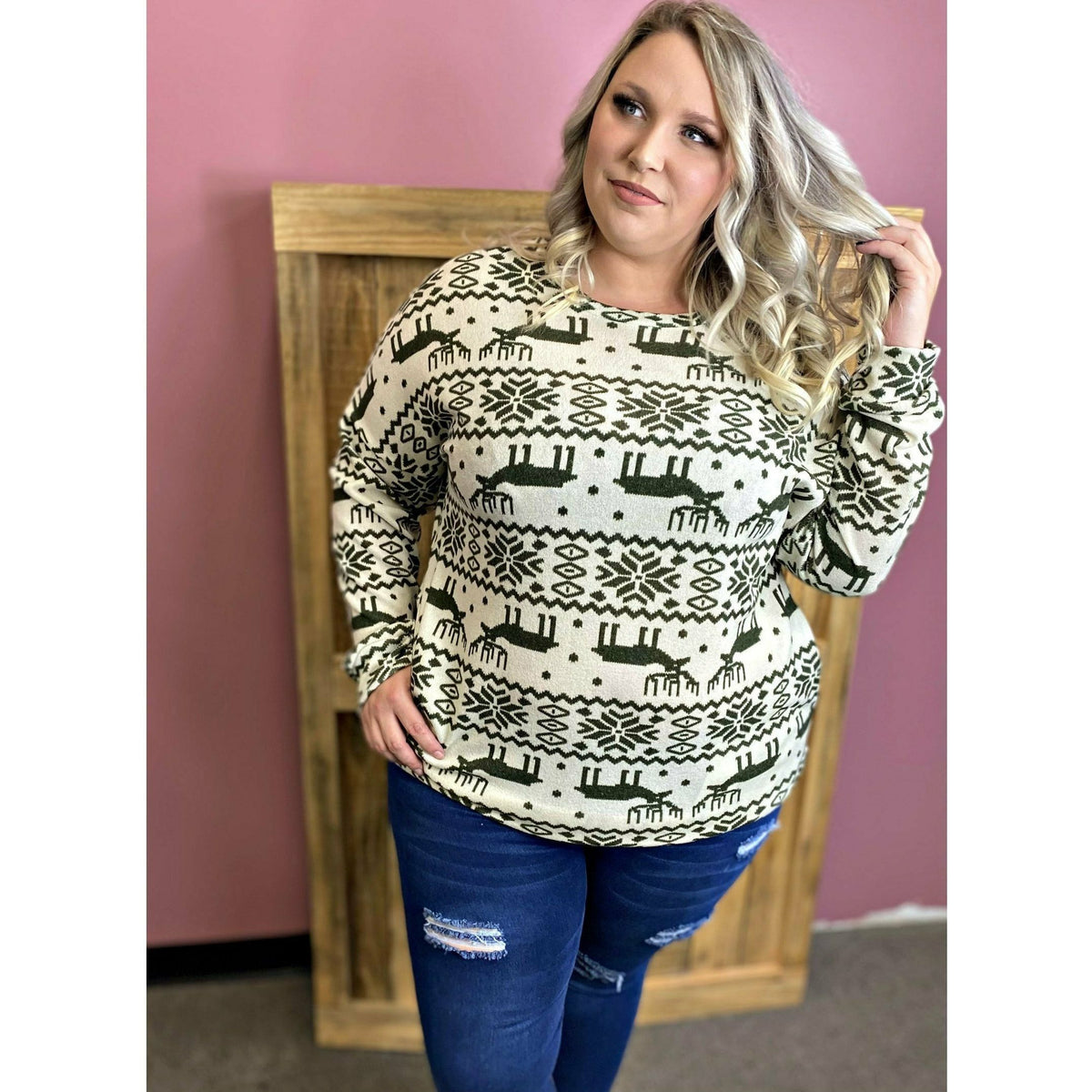 Moose Sweater (with pockets) Plus Size
