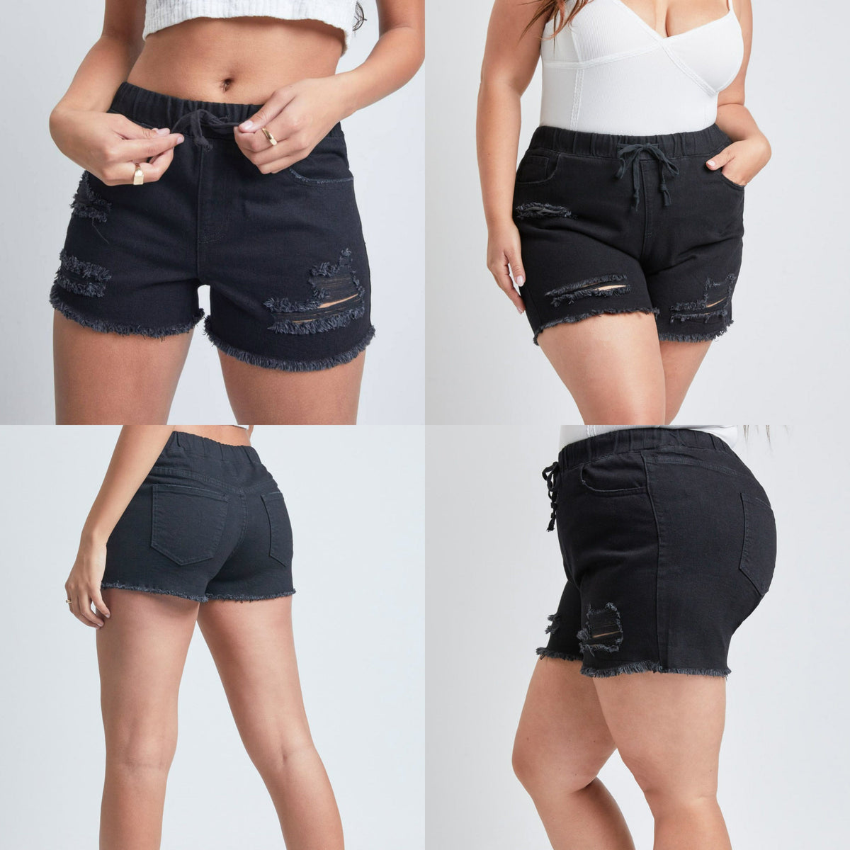 Anya Black Stretch Denim Shorts ( Regular + Plus Size)