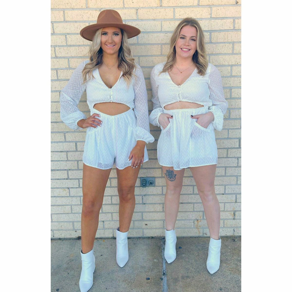 Gretchin White Front Cut out Romper